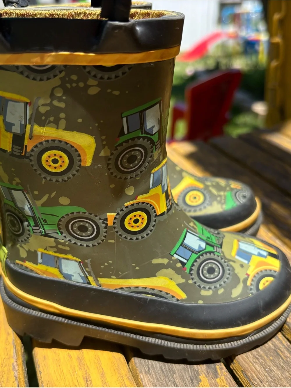 Western Chief Kids' Green & Yellow Tractor Rain Boots